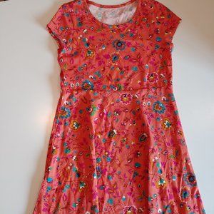 Wonder Nation | Coral Floral Print Fit And Flare Knit Dress | L | Casual